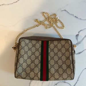 GG Gucci Web Sherryline Clutch on a chain